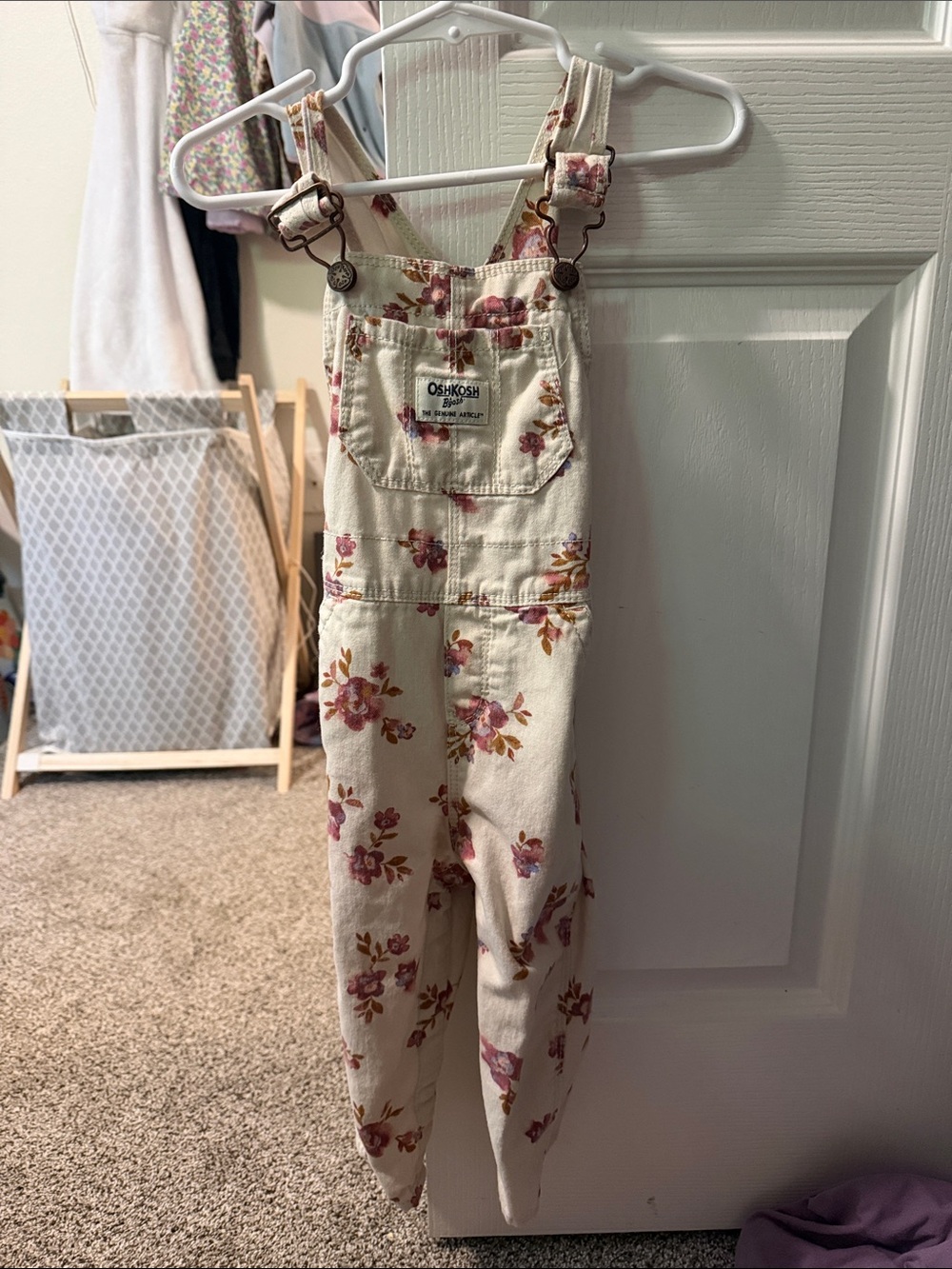 OshKosh B'gosh Cream Floral Overalls